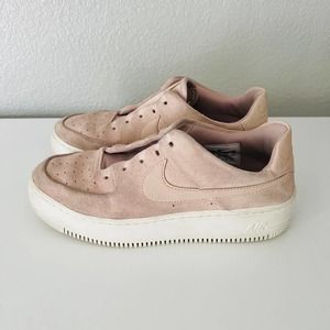 Nike Blush Pink Suede AF1 Air Force One Sage Low Platform Sneakers Women's 9